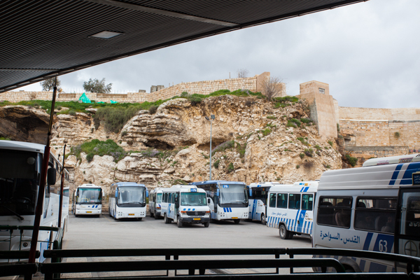 The bus terminal at the foot of the hill many believe to be golgotha The bus terminal at the foot of the hill many believe to be golgotha