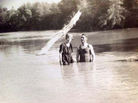 During yesterday's Jordan River production, I showed this photo of my parents on their honeymoon in 1925, bathing in the Jordan River.